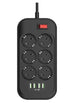 2500W SE6403 4 USB Ports Power Strip 3.4A With 6 AC Sockets